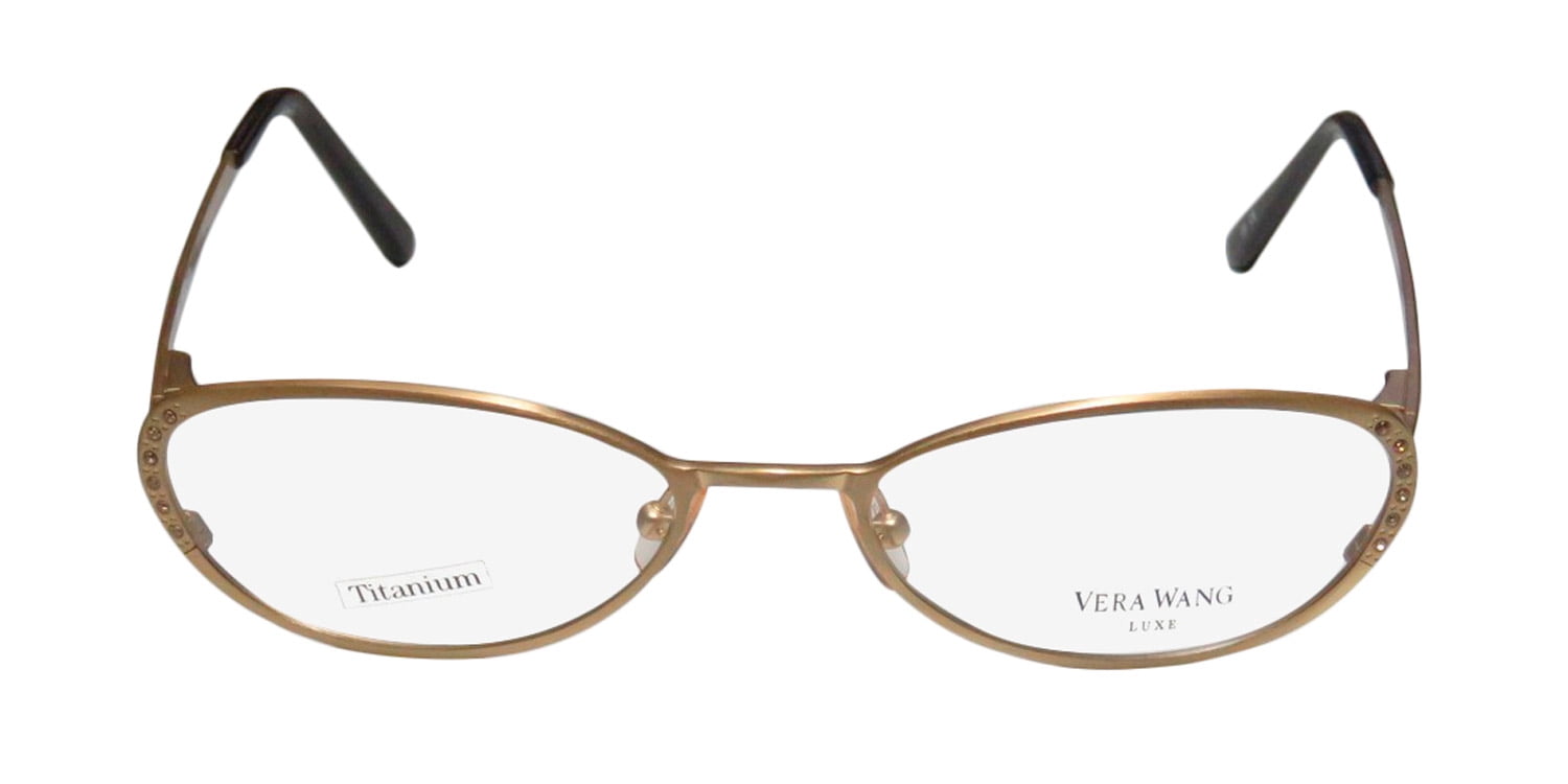NEW VERA WANG LUXE EPIPHANY I WOMENS/LADIES CAT EYE FULL-RIM TITANIUM GOLD TITANIUM CAT EYE HANDMADE IN ITALY FRAME DEMO LENSES 49-17-130 SPRING HINGES EYEGLASSES/EYE GLASSES