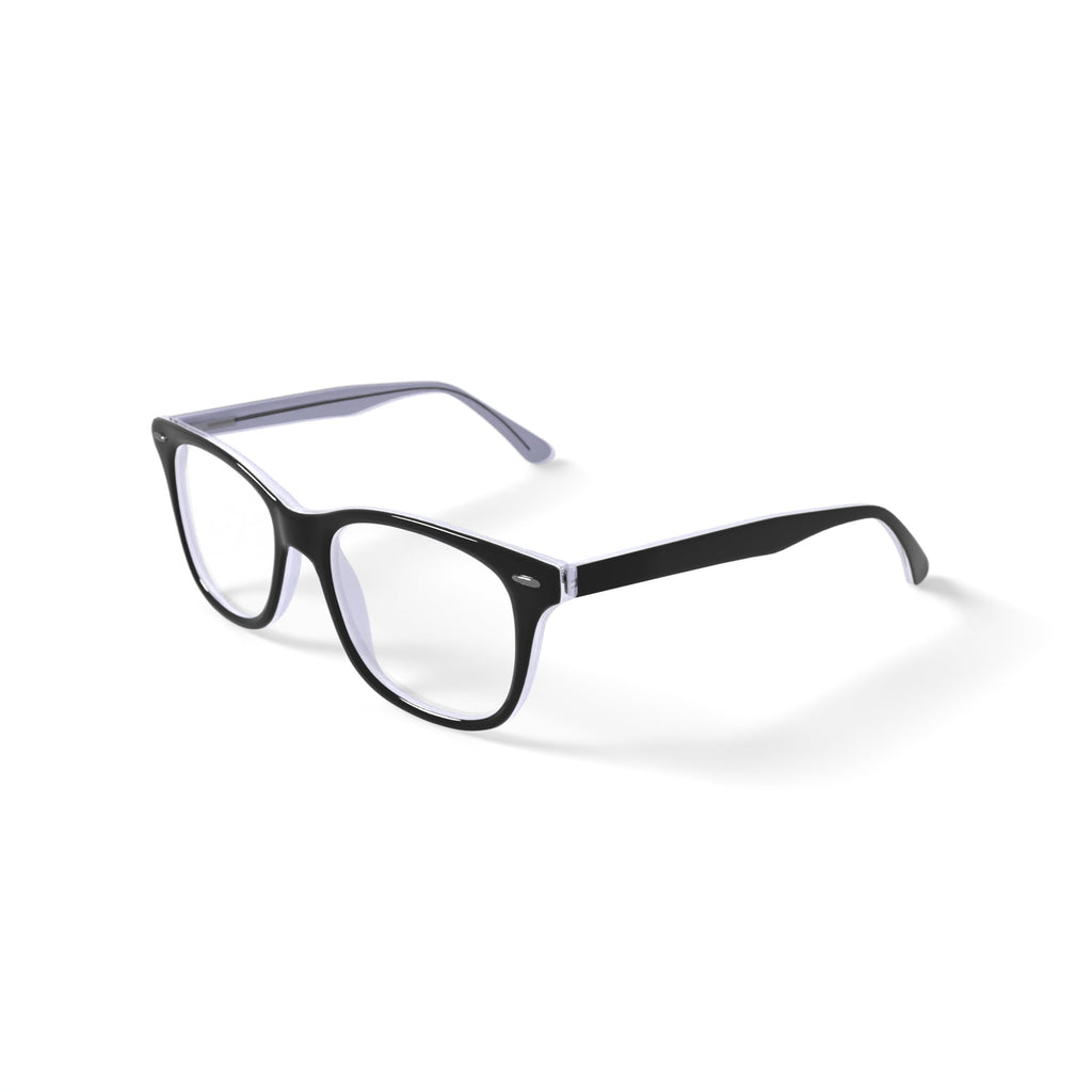 Women's FM13037 Square Prescription Eyeglasses with Case, Black/Crystal