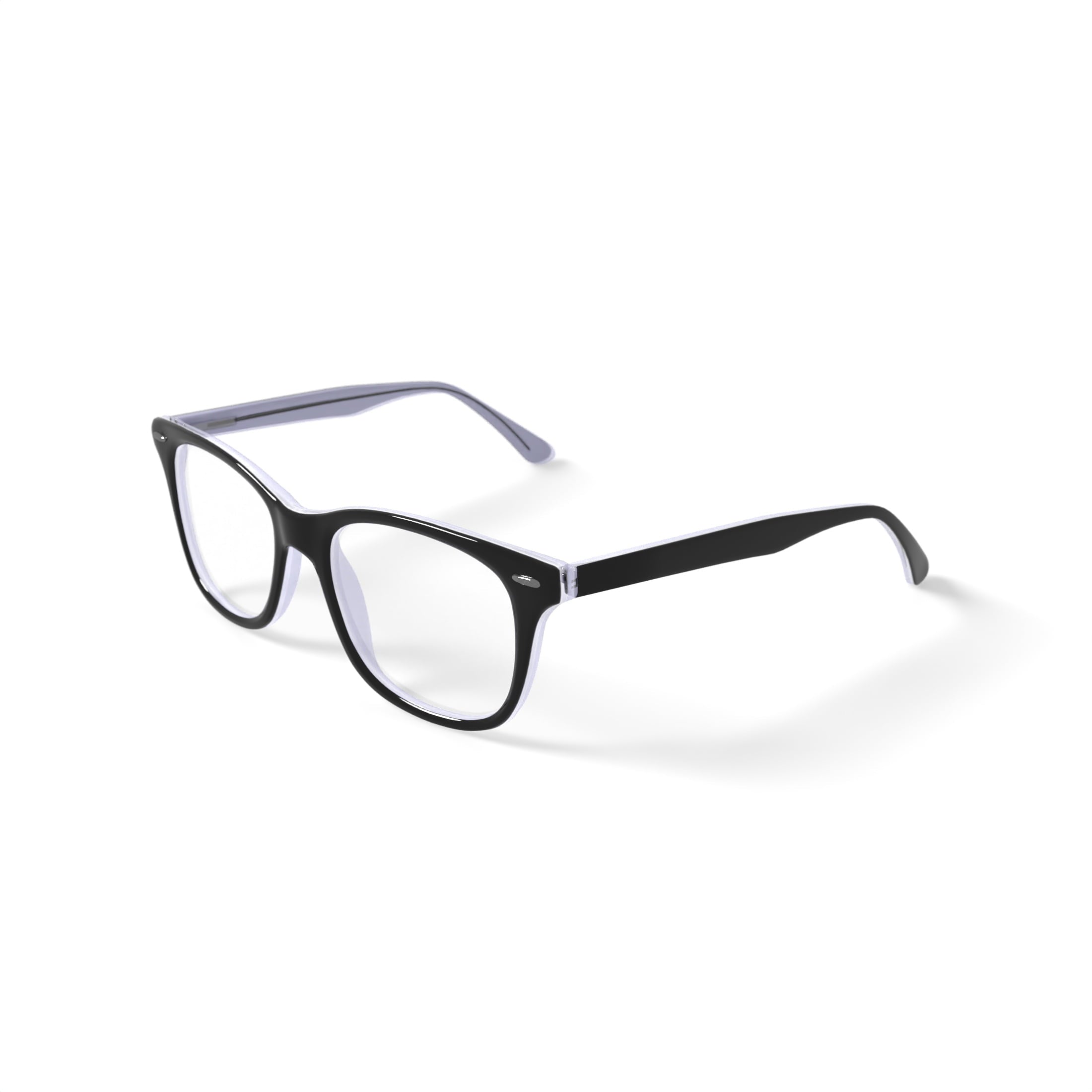 Women's FM13037 Square Prescription Eyeglasses with Case, Black/Crystal