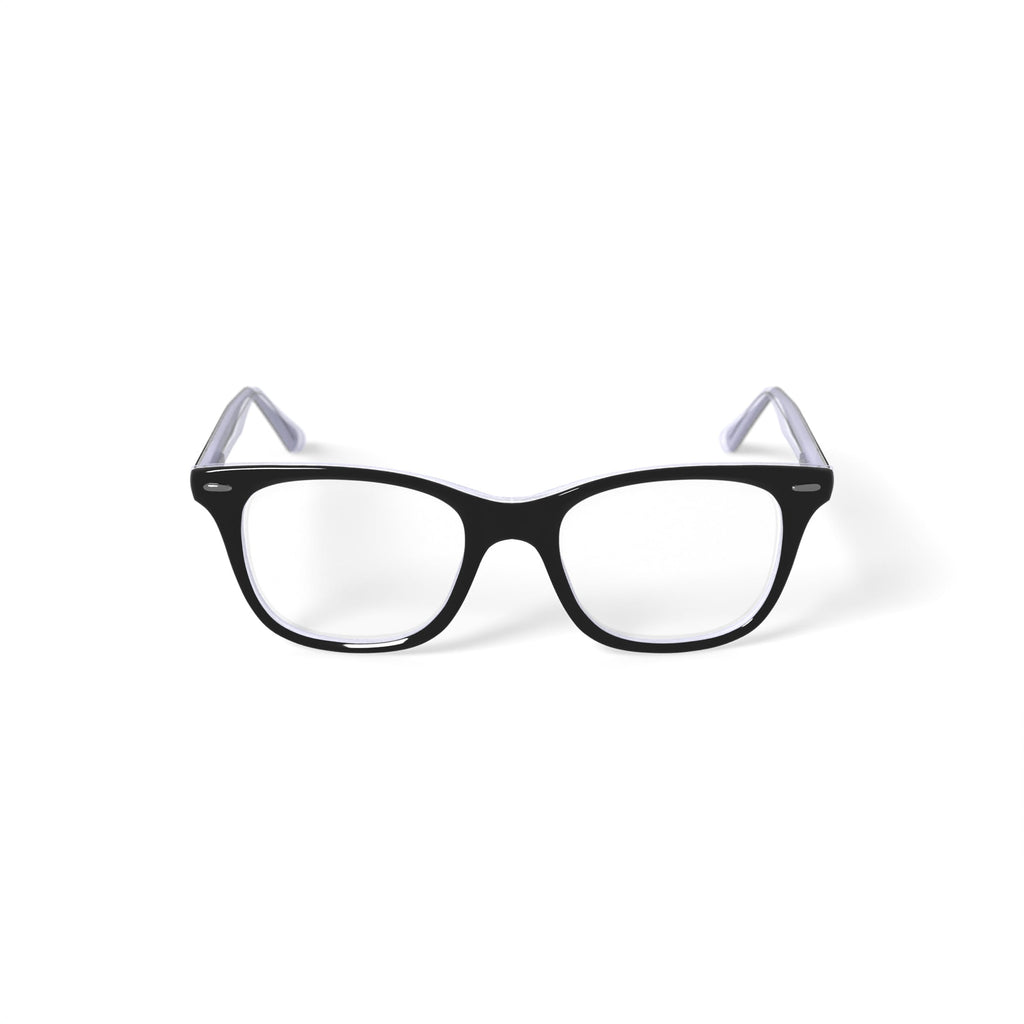 Women's FM13037 Square Prescription Eyeglasses with Case, Black/Crystal