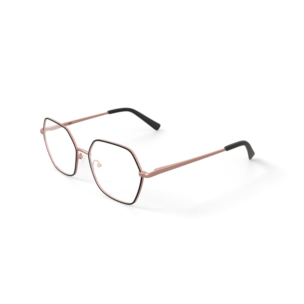 Keo Womens Koda Oversized Prescription Eyeglasses with Case, Rose Gold/Black
