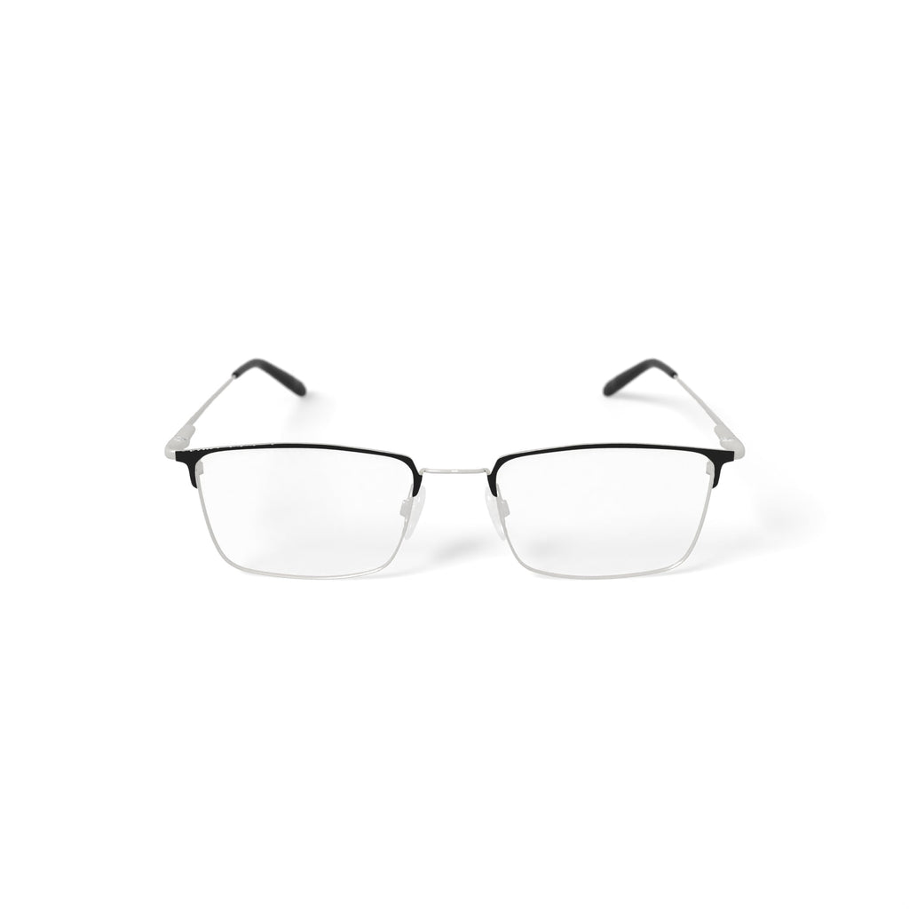 Men's MK10405 Square Prescription Eyeglasses with Case, Silver