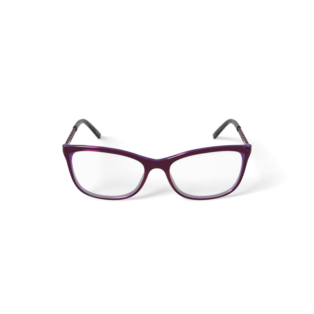 Women's HC268 Square Prescription Eyeglasses with Case, Dark Purple