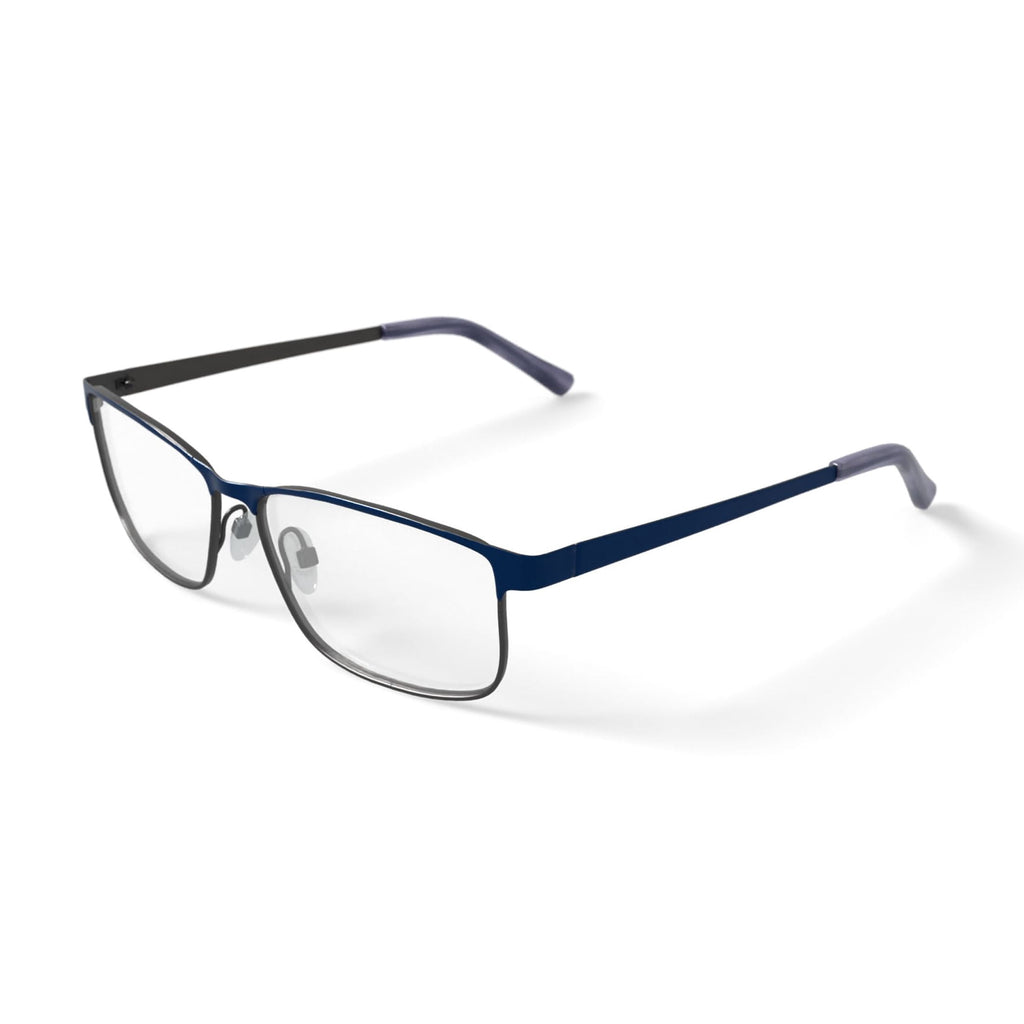 TiFlex Men's T1708 Rectangular Rectangular Prescription Eyeglasses with Case, Navy/Gunmetal
