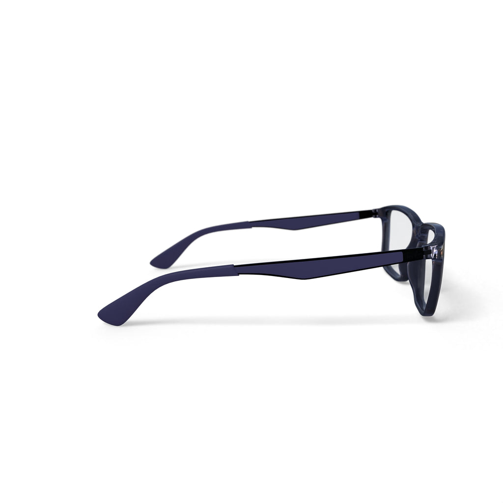  Unisex Size 55 Rectangular Prescription Eyeglasses with Case, Transparent Grey/Demo Lens