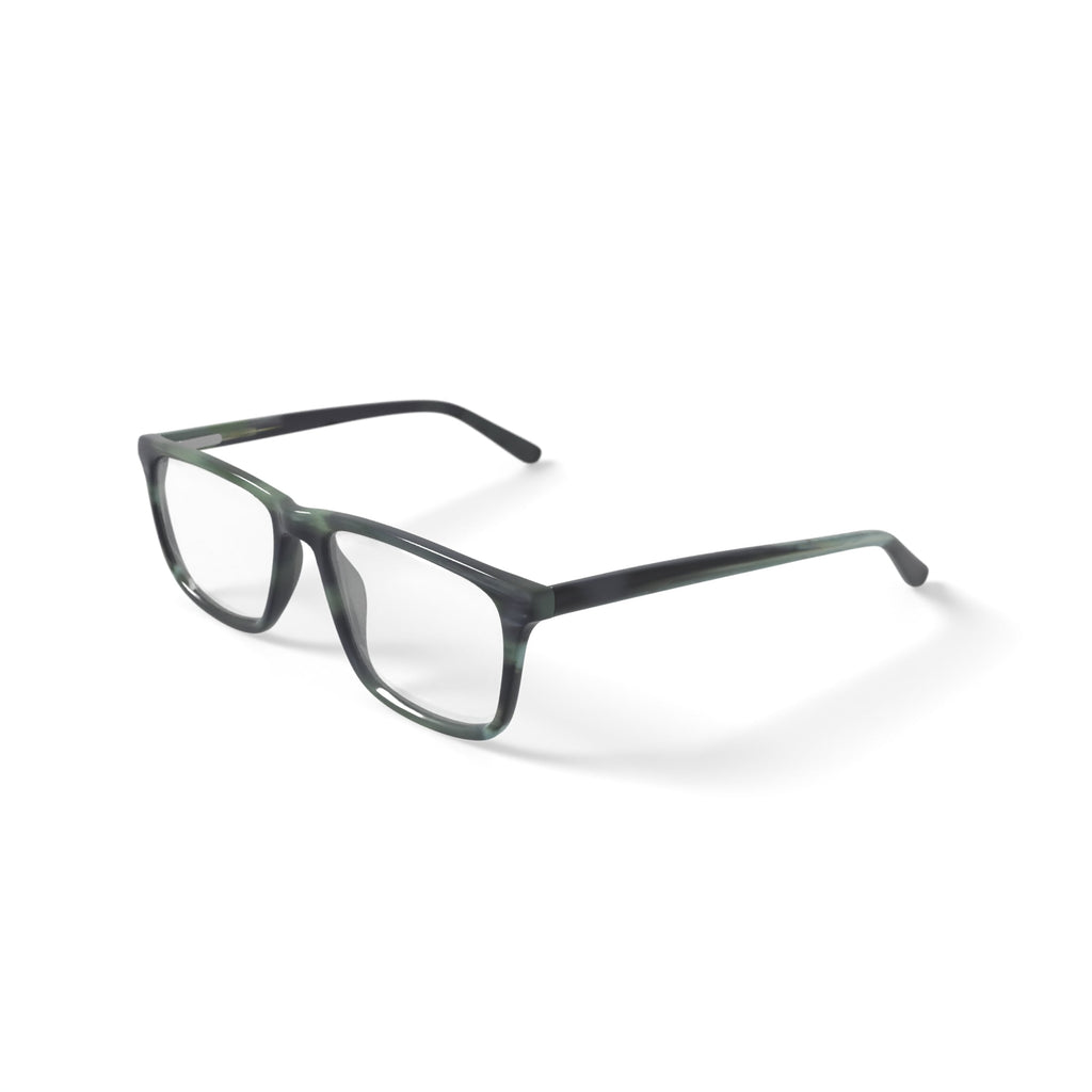 Men's MC005 Nate Square Prescription Eyeglasses with Case, Green Tortoise