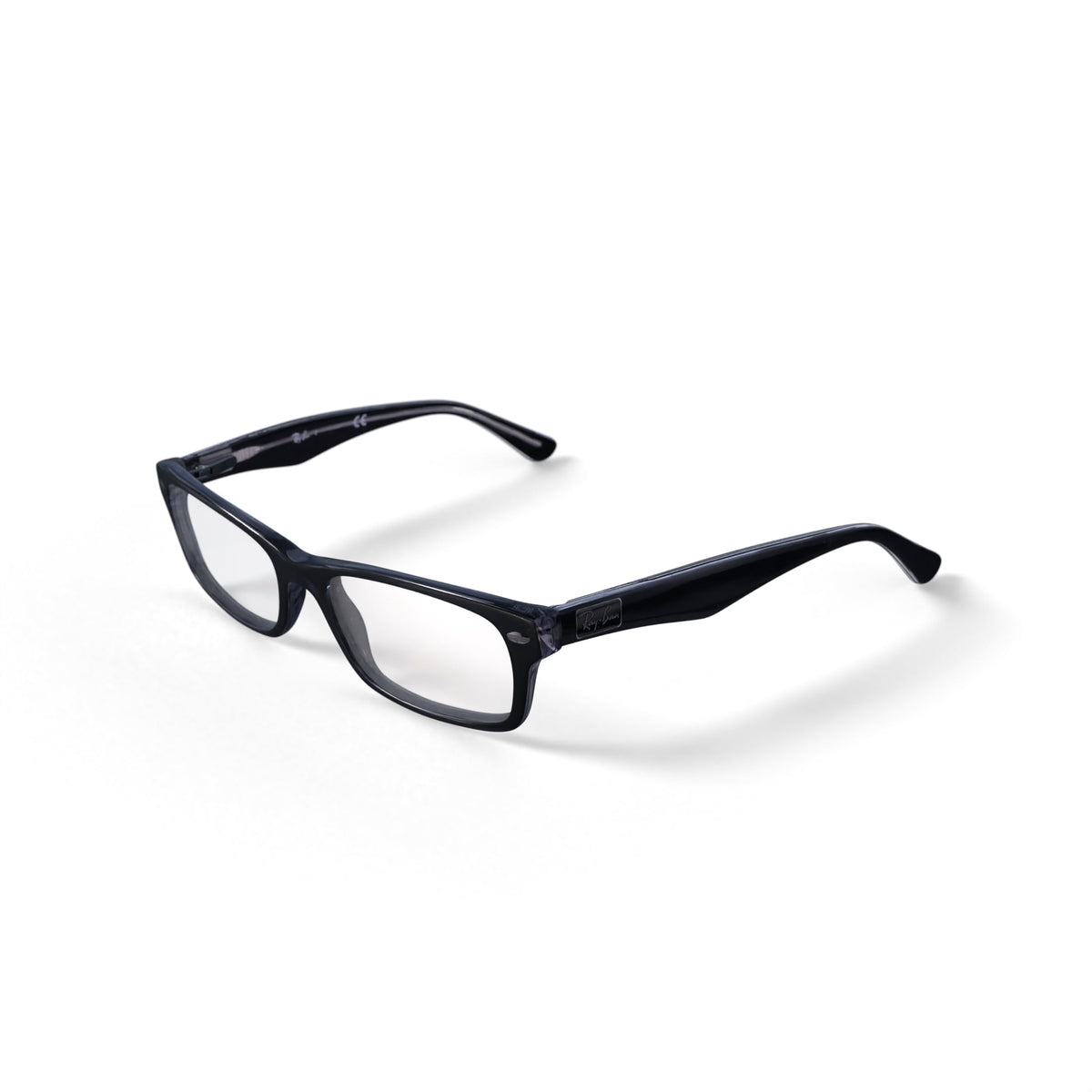  Women's Size 52 Square RB5206 Optics Prescription Eyeglasses with Case, Black On Transparent