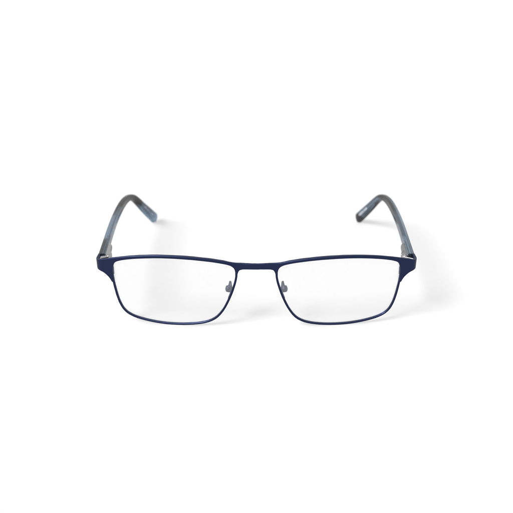 Men's BE156 Oleander Rectangular Prescription Eyeglasses with Case, Navy Blue