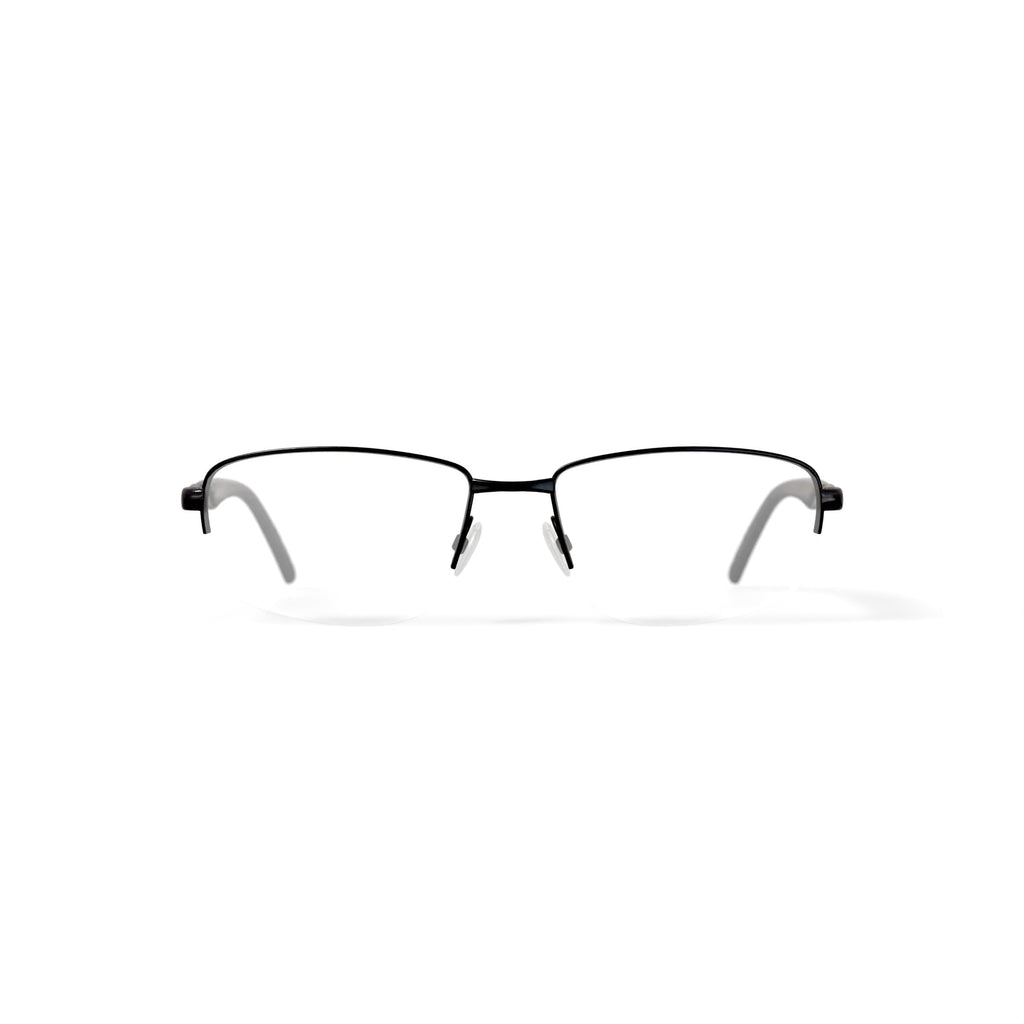 Men's Soldier Rectangular Prescription Eyeglasses with Case, Black