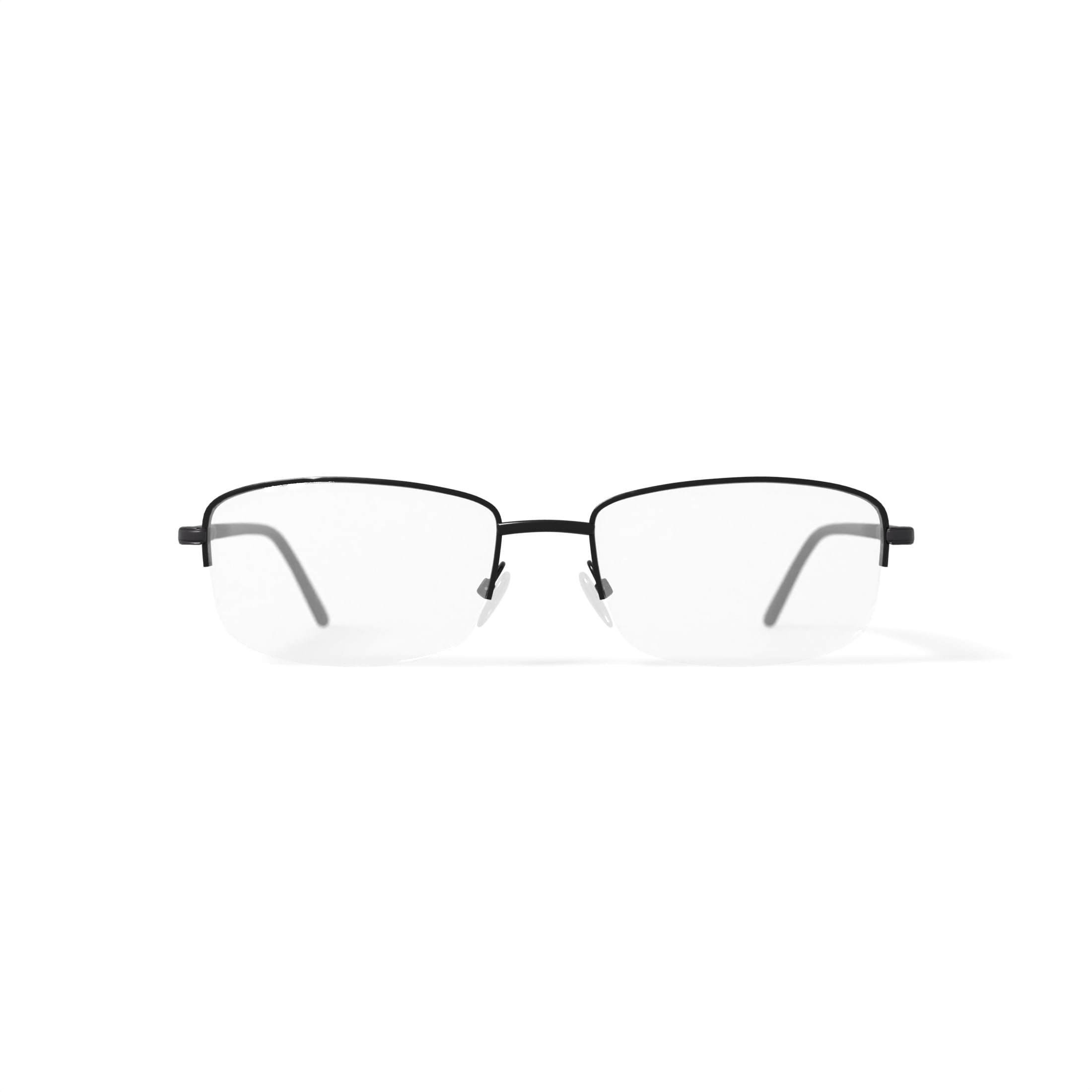 Unisex Recruit Rectangular Prescription Eyeglasses with Case, Gunmetal Black