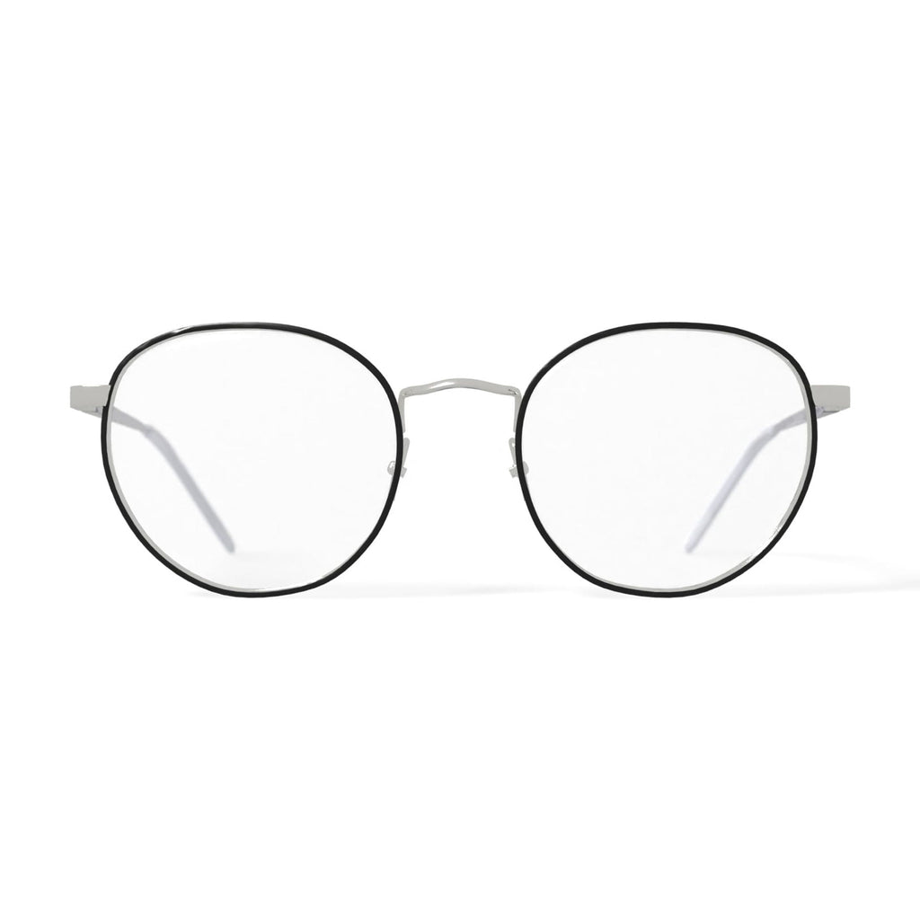 Men's BE140 Palm Round Prescription Eyeglasses with Case, Black Silver