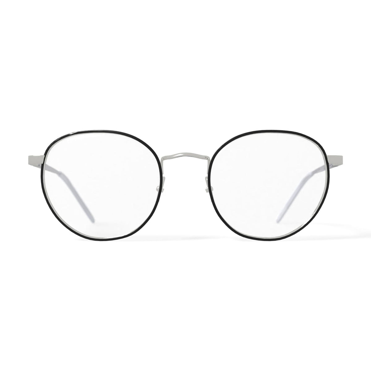 Men's BE140 Palm Round Prescription Eyeglasses with Case, Black Silver