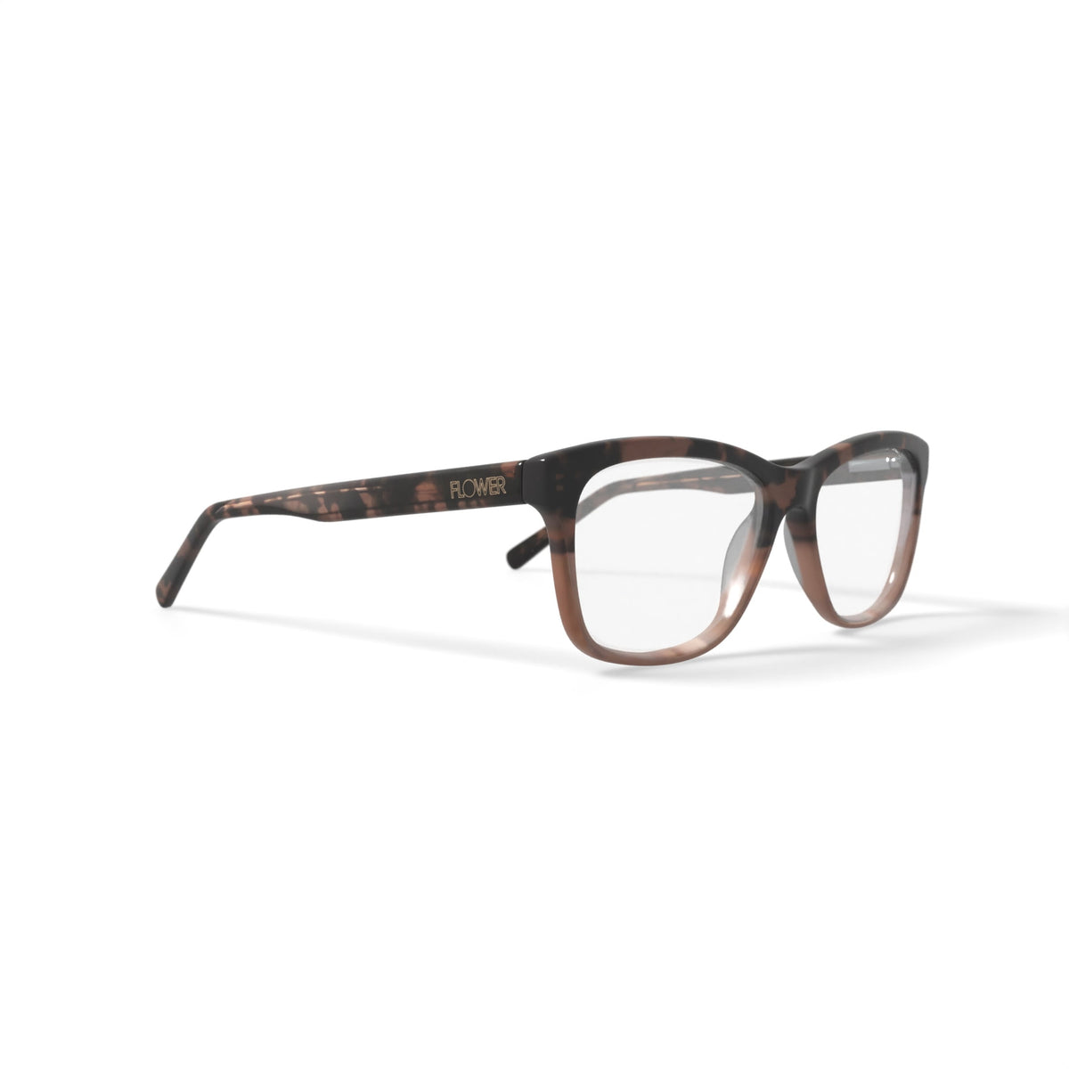 Flower Women's Square Eyeglasses, FLR6010, Lucy, Brown, 52-15-140, with Case