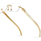 HEPIDEM 100% Really Buffalo Horn Handmade Glasses Rimless Diamonds Eyeglasses (0015 White )