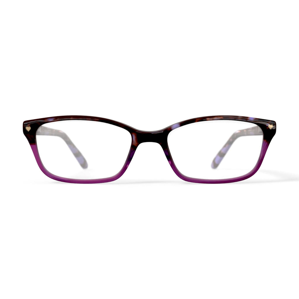 Women's HC07 Rectangular Prescription Eyeglasses with Case, Purple Tortoise