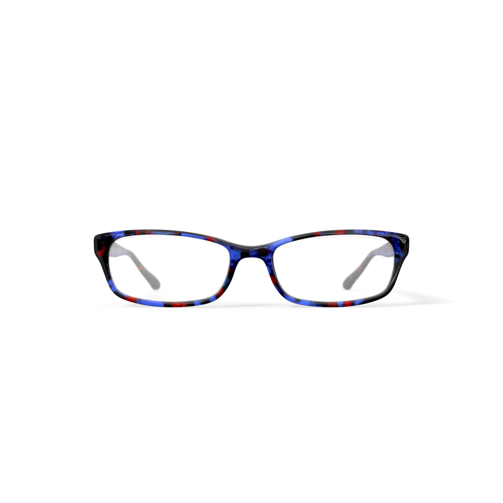 Women's HC13 Rectangular Prescription Eyeglasses with Case, Blue Tortoise