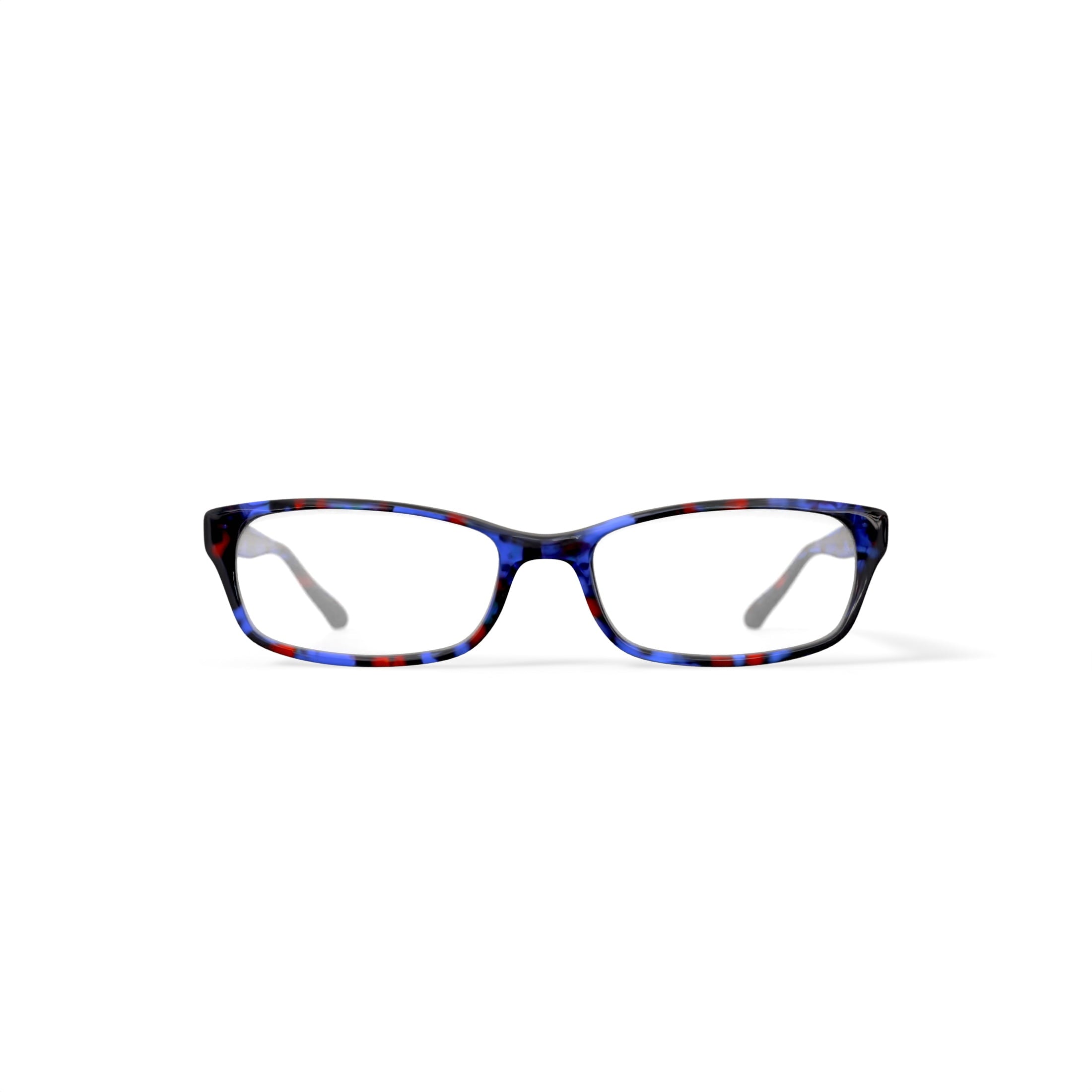 Women's HC13 Rectangular Prescription Eyeglasses with Case, Blue Tortoise