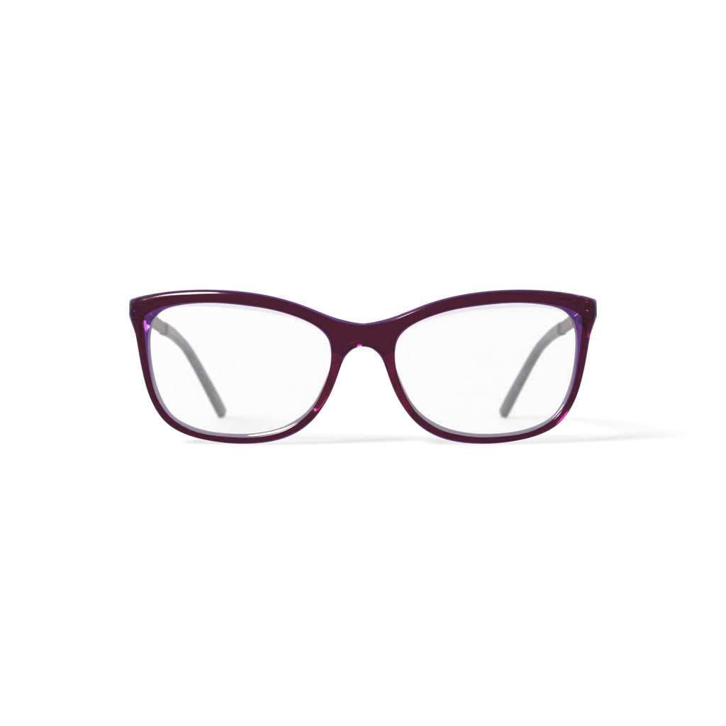 Women's HC268 Square Prescription Eyeglasses with Case, Dark Purple