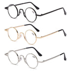 KOOSUFA Small Round l Reading Glasses 3.00 Blue Light Blocking Women Men Retro Eyeglasses Readers Eyewear 3 Colors Set