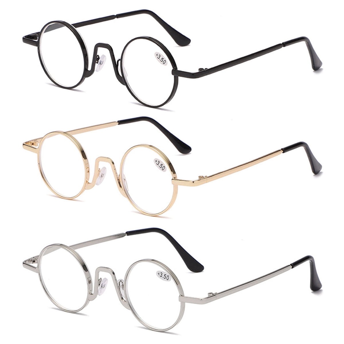 KOOSUFA Small Round l Reading Glasses 3.00 Blue Light Blocking Women Men Retro Eyeglasses Readers Eyewear 3 Colors Set