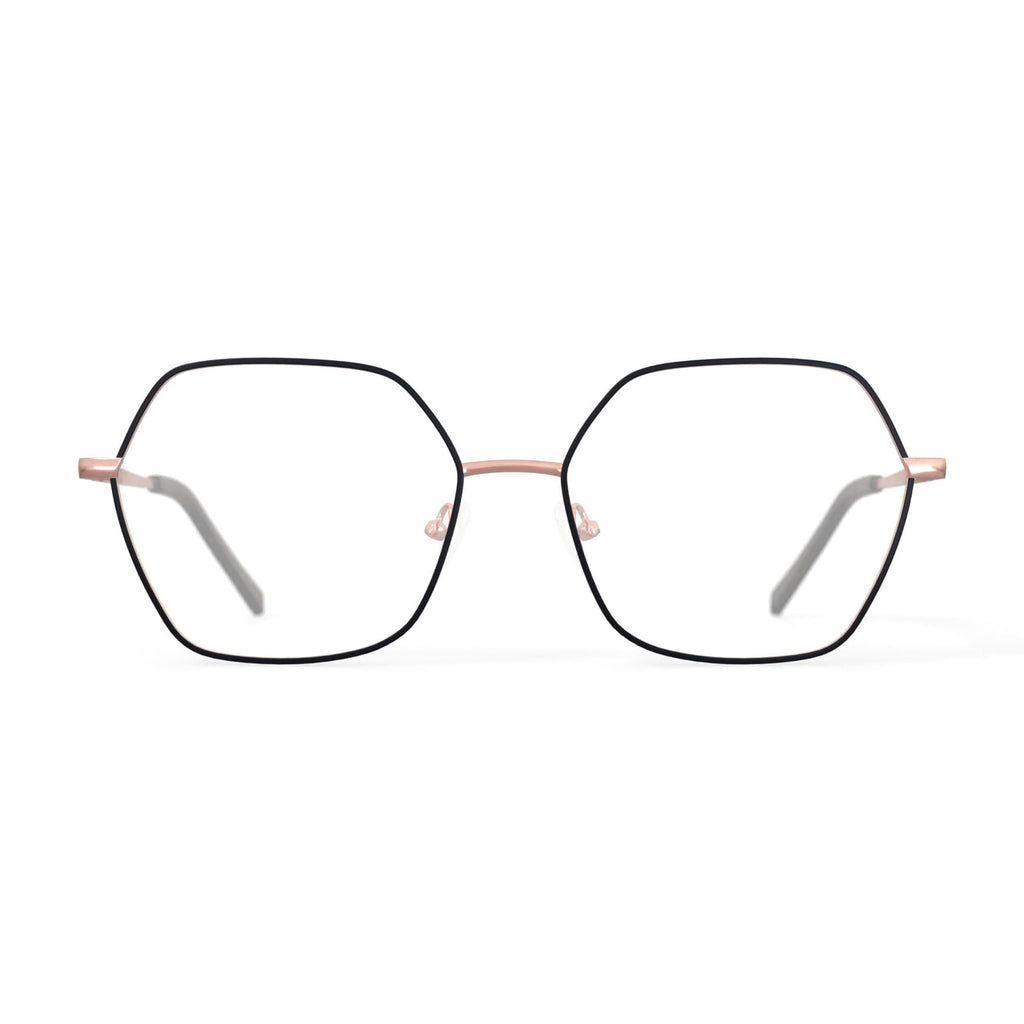 Keo Womens Koda Oversized Prescription Eyeglasses with Case, Rose Gold/Black
