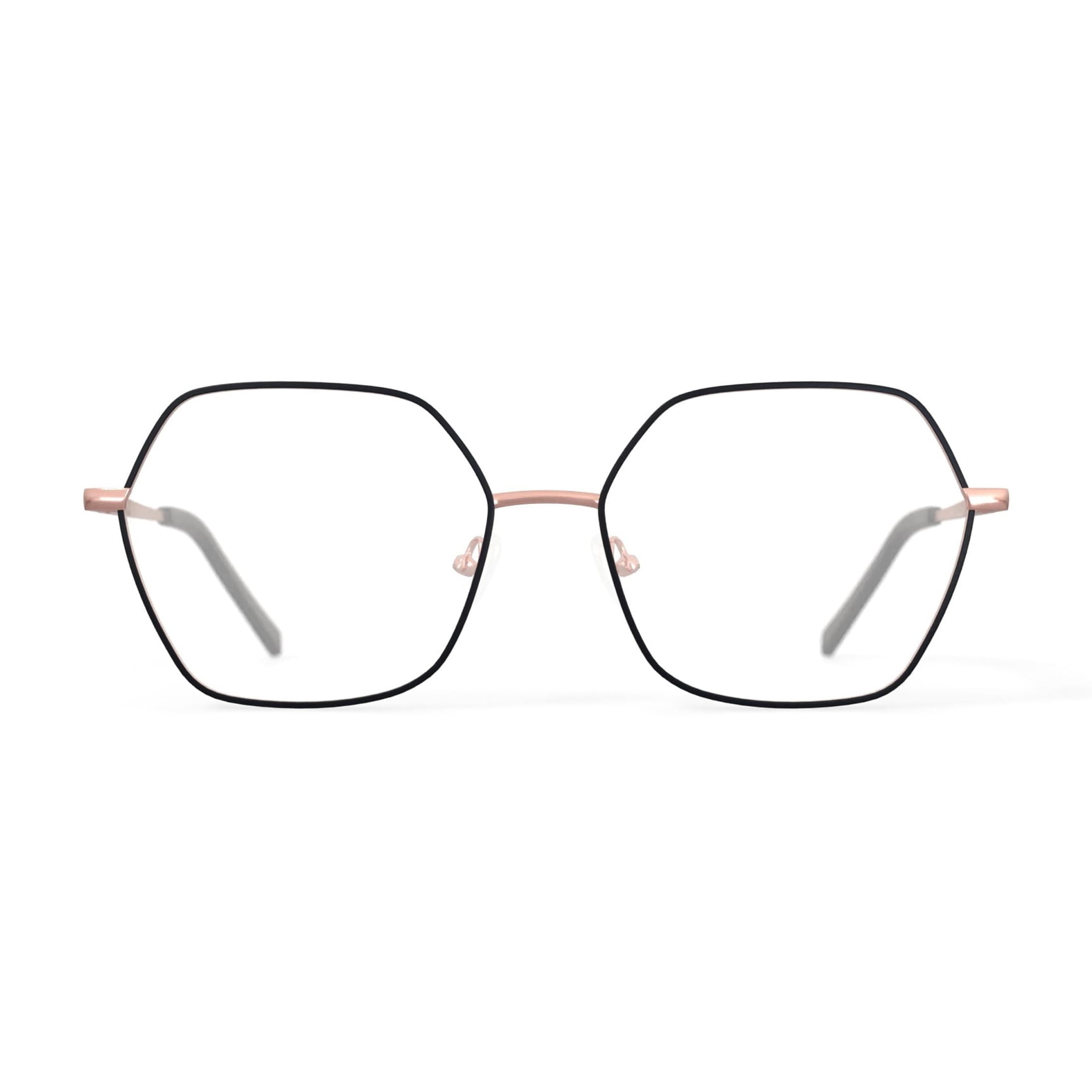Keo Womens Koda Oversized Prescription Eyeglasses with Case, Rose Gold/Black