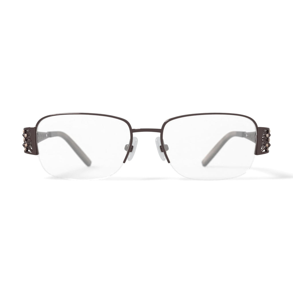 Women's WLO320 Square Square Prescription Eyeglasses with Case, Brown