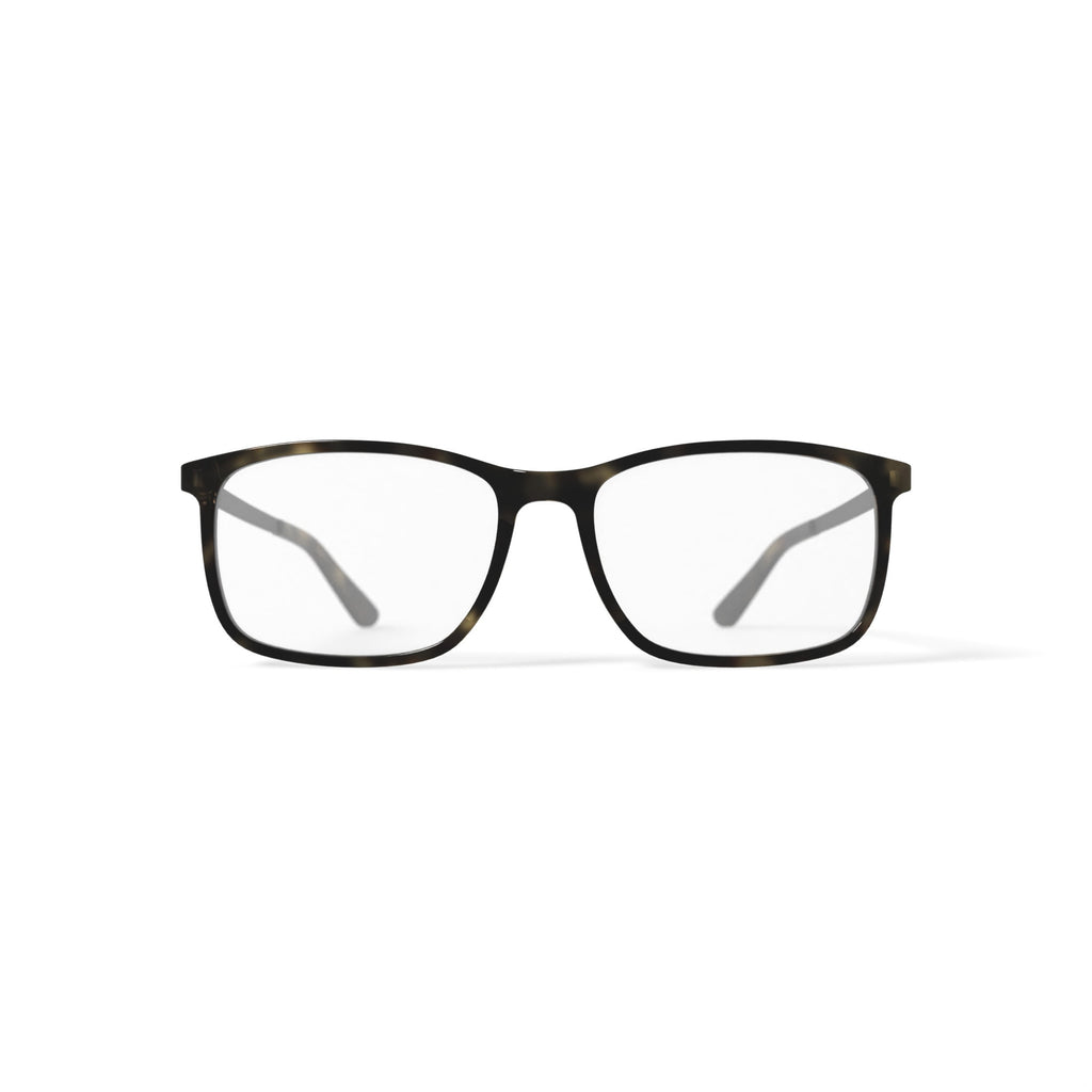 M America Men's Brighton Square Prescription Eyeglasses with Case, Brown Tortoise