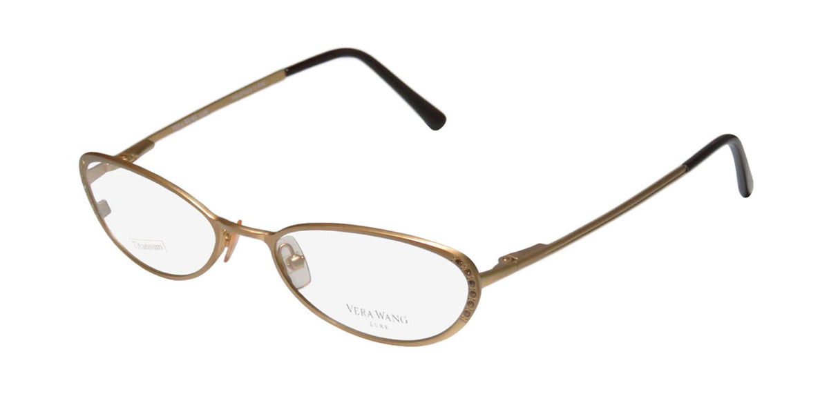 NEW VERA WANG LUXE EPIPHANY I WOMENS/LADIES CAT EYE FULL-RIM TITANIUM GOLD TITANIUM CAT EYE HANDMADE IN ITALY FRAME DEMO LENSES 49-17-130 SPRING HINGES EYEGLASSES/EYE GLASSES