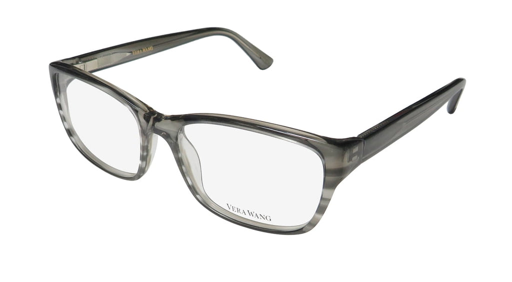 NEW VERA WANG LUXE JACQUETTE WOMENS/LADIES RECTANGULAR FULL-RIM HORN FRAME DEMO LENSES 52-16-135 SPRING HINGES EYEGLASSES/EYEWEAR