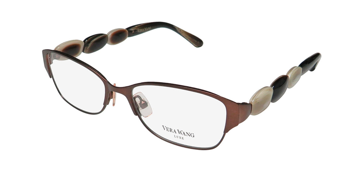 NEW VERA WANG LUXE ODILE WOMENS/LADIES DESIGNER FULL-RIM BROWN FRAME DEMO LENSES 49-15-130 EYEGLASSES/GLASSES