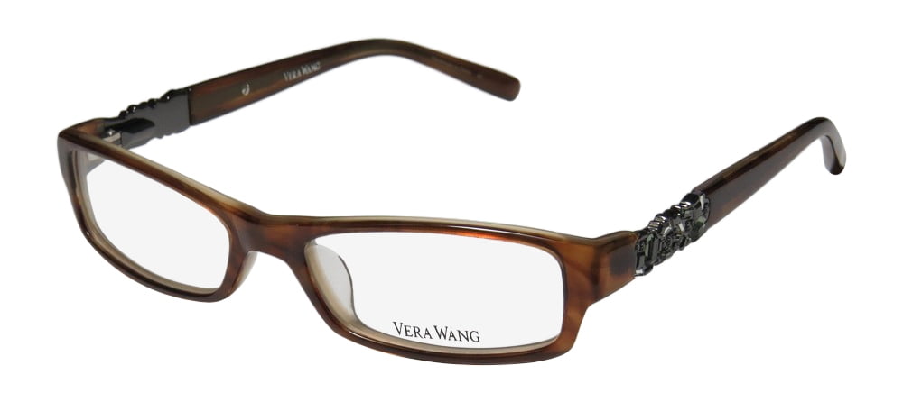 NEW VERA WANG V083 WOMENS/LADIES DESIGNER FULL-RIM SUN SUEDE FRAME DEMO LENSES 50-16-130 FLEXIBLE HINGES EYEGLASSES/EYE GLASSES