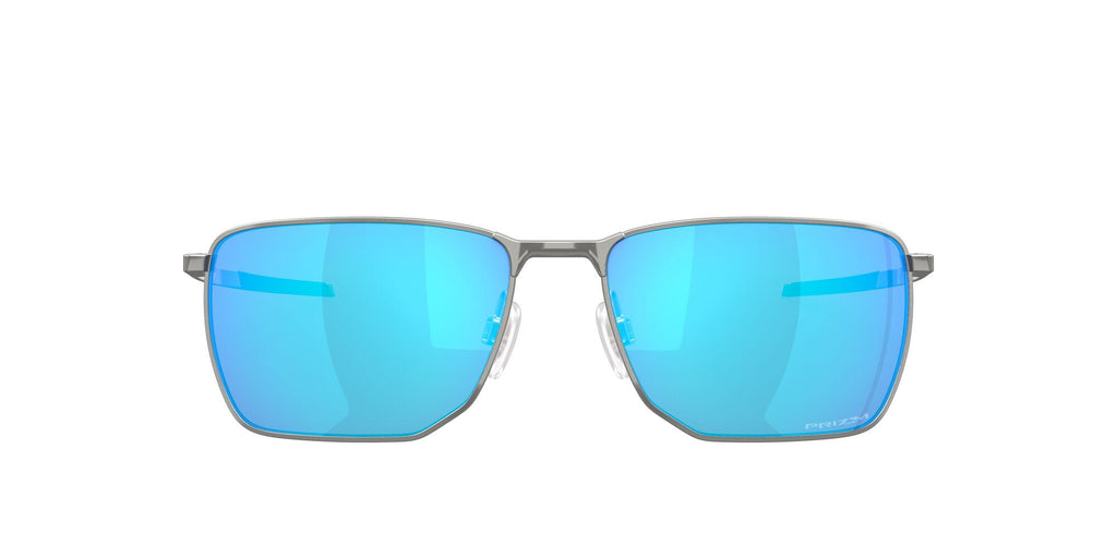 Oakley Men's Size 58 Rectangular Ejector Sunglasses, Satin Chrome/Prizm Sapphire