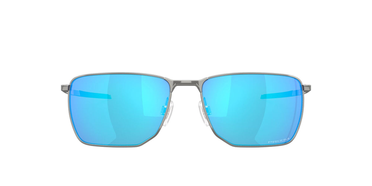 Oakley Men's Size 58 Rectangular Ejector Sunglasses, Satin Chrome/Prizm Sapphire