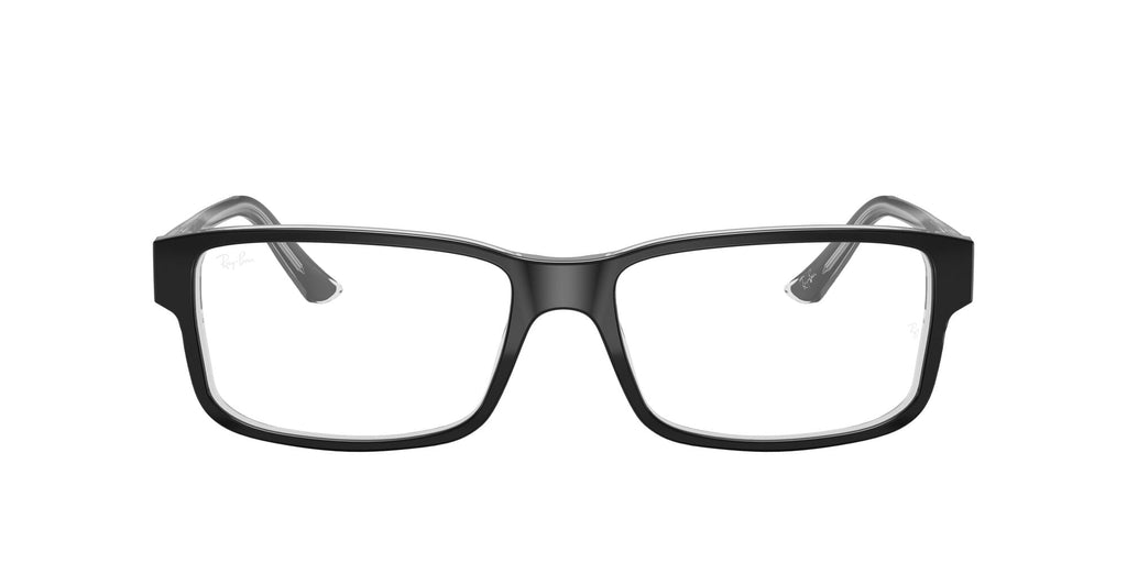  Unisex Size 54 Square RB5245 Optics Prescription Eyeglasses with Case, Black On Transparent