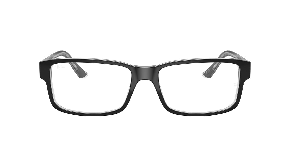  Unisex Size 54 Square RB5245 Optics Prescription Eyeglasses with Case, Black On Transparent