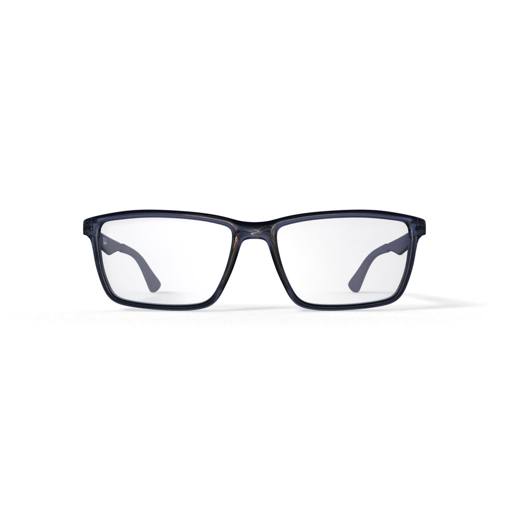  Unisex Size 55 Rectangular Prescription Eyeglasses with Case, Transparent Grey/Demo Lens