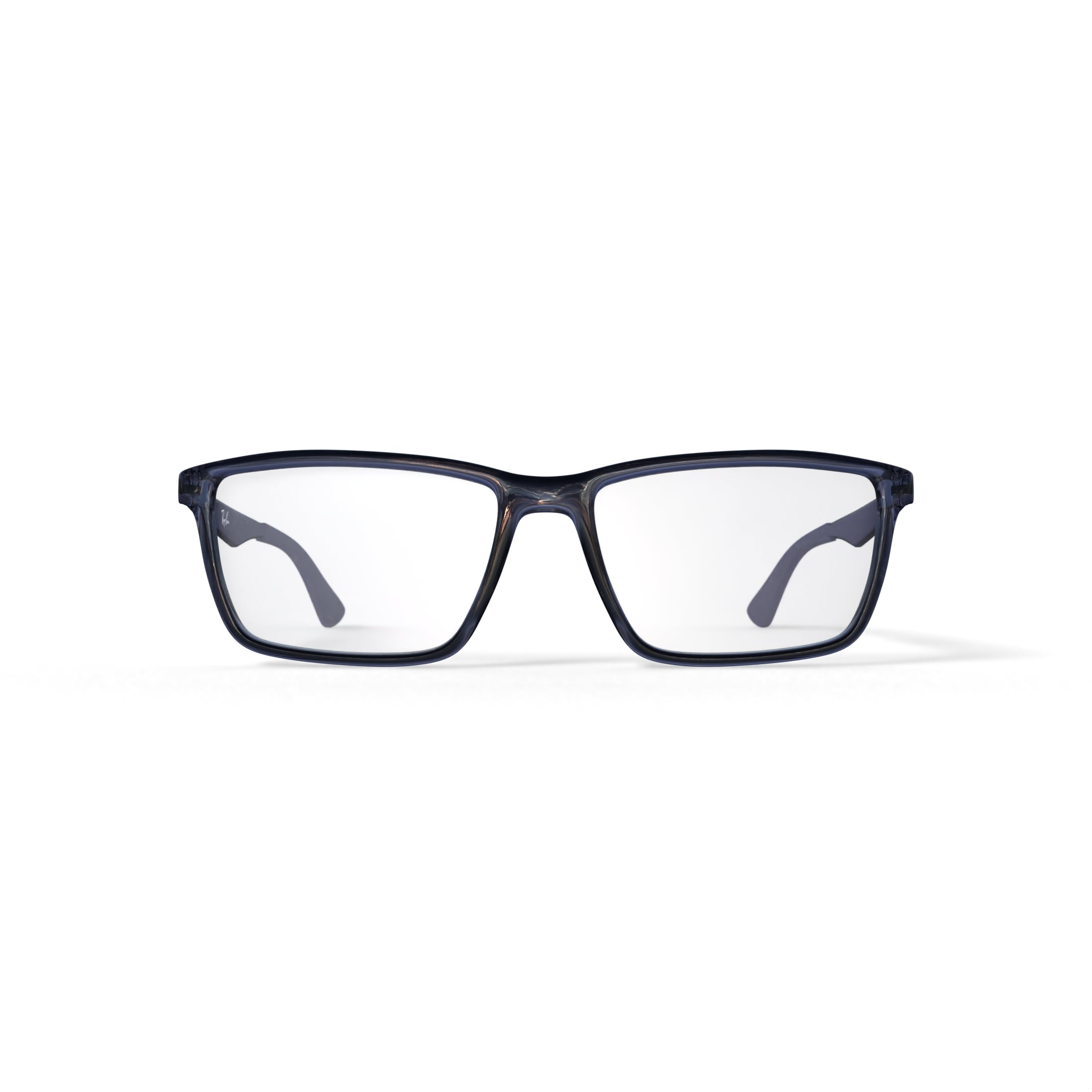  Unisex Size 55 Rectangular Prescription Eyeglasses with Case, Transparent Grey/Demo Lens