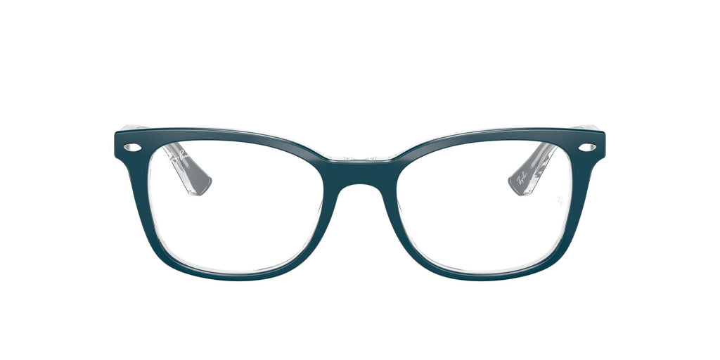  Women's Size 53 Phantos Butterfly RB5285 Optics Prescription Eyeglasses with Case, Turquoise On Transparent/Demo Lens