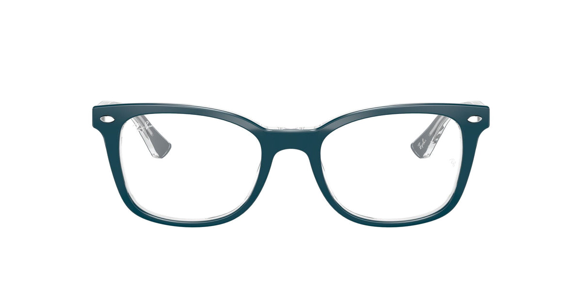  Women's Size 53 Phantos Butterfly RB5285 Optics Prescription Eyeglasses with Case, Turquoise On Transparent/Demo Lens