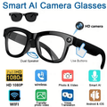 Smart AI Camera Glasses with HD Video Recording, Built-in Speakers, Voice Assistant & Blue Light Protection