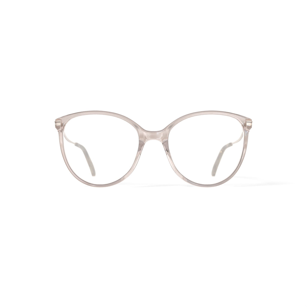 Womens H05Z Round Prescription Eyeglasses with Case, Champagne
