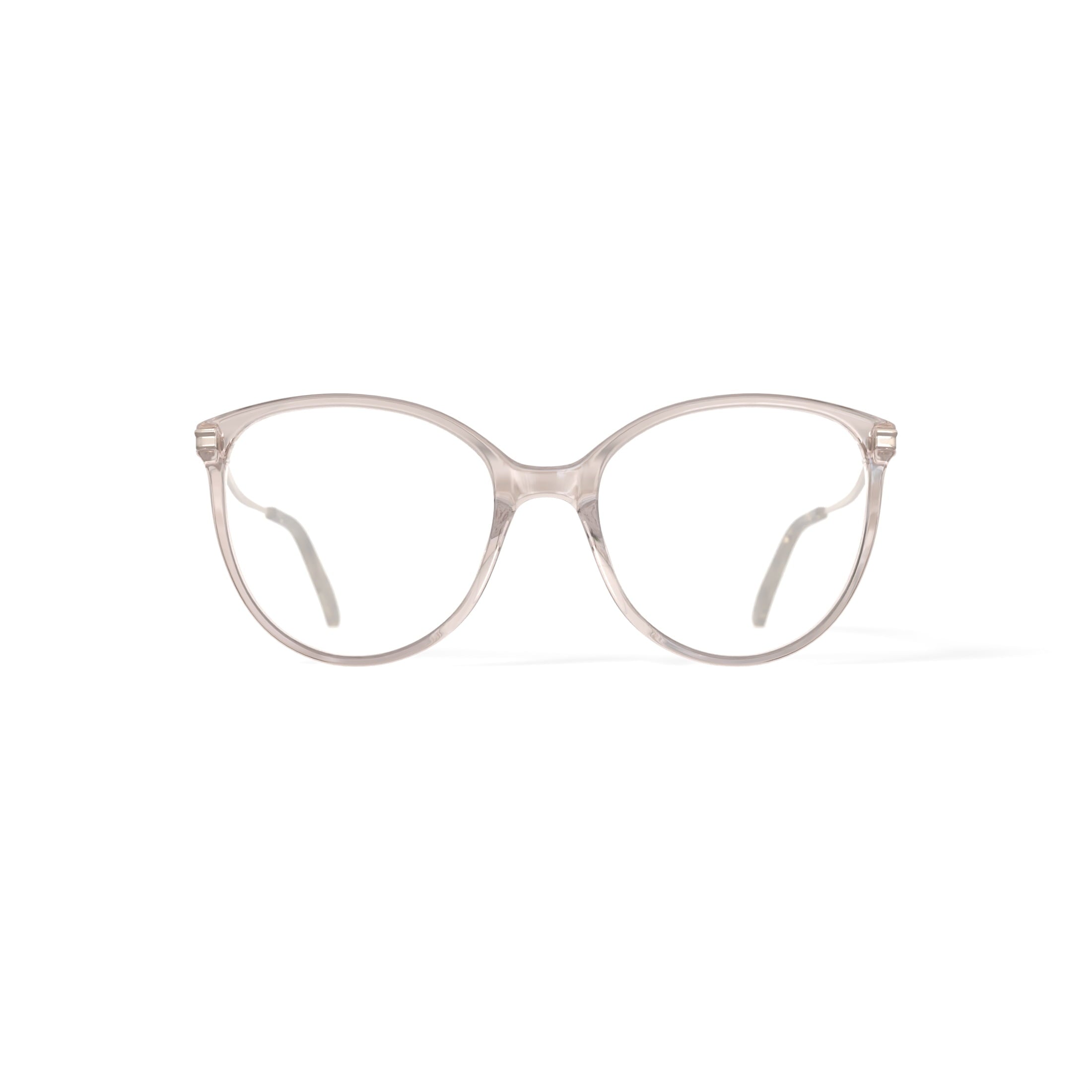 Womens H05Z Round Prescription Eyeglasses with Case, Champagne