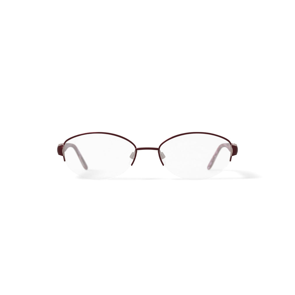 Women's BR68 Oval Prescription Eyeglasses with Case, Burgundy