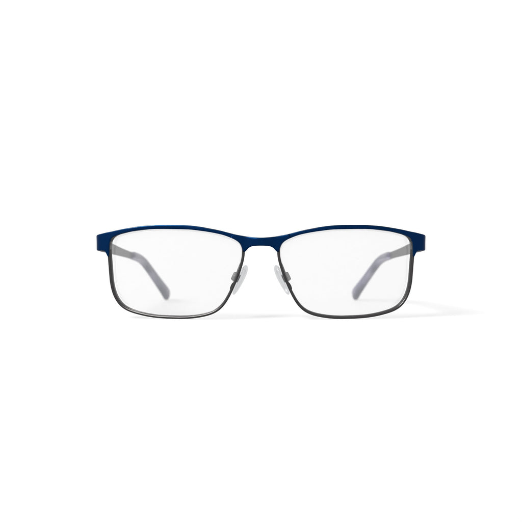 TiFlex Men's T1708 Rectangular Rectangular Prescription Eyeglasses with Case, Navy/Gunmetal