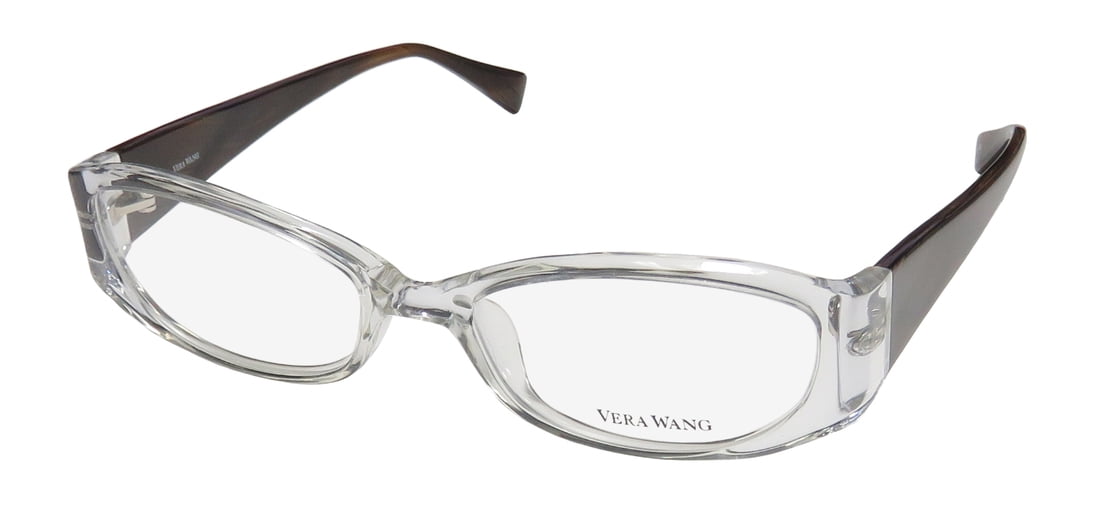 NEW VERA WANG V160 WOMENS/LADIES DESIGNER FULL-RIM CRYSTAL / BROWN GORGEOUS PLASTIC ARMS IN STYLE FRAME DEMO LENSES 50-17-130 EYEGLASSES/EYE GLASSES
