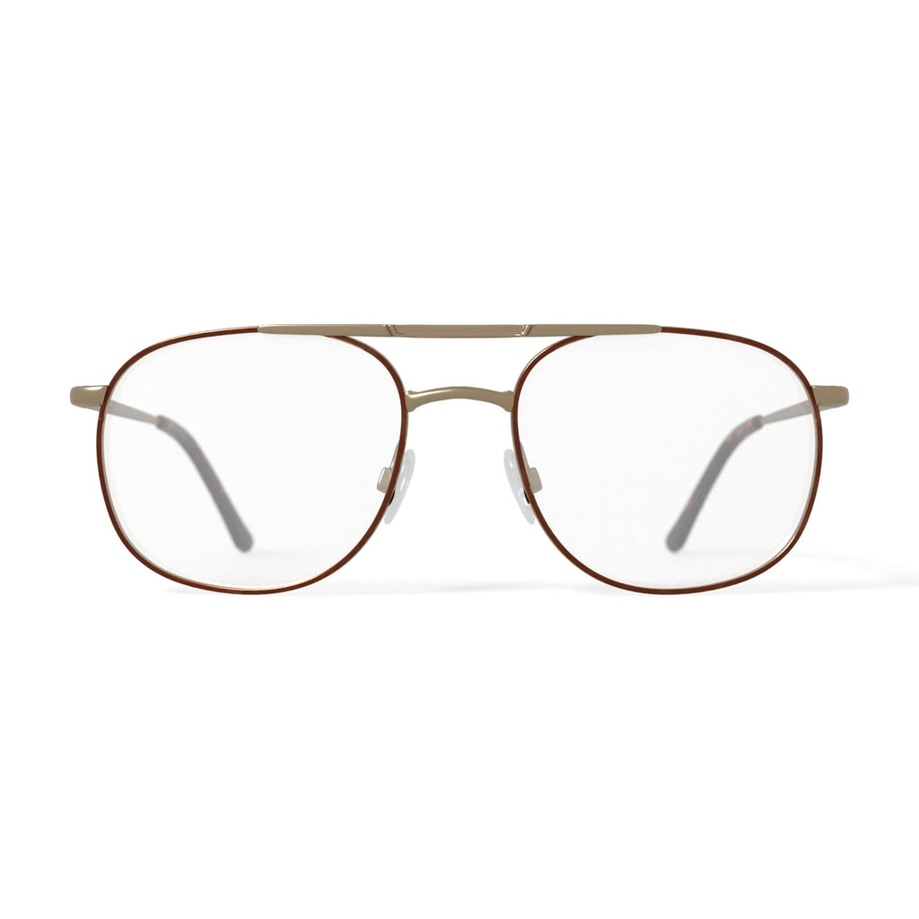 Via Milano Men's Tremont Round Prescription Eyeglasses with Case, Brown/Gold