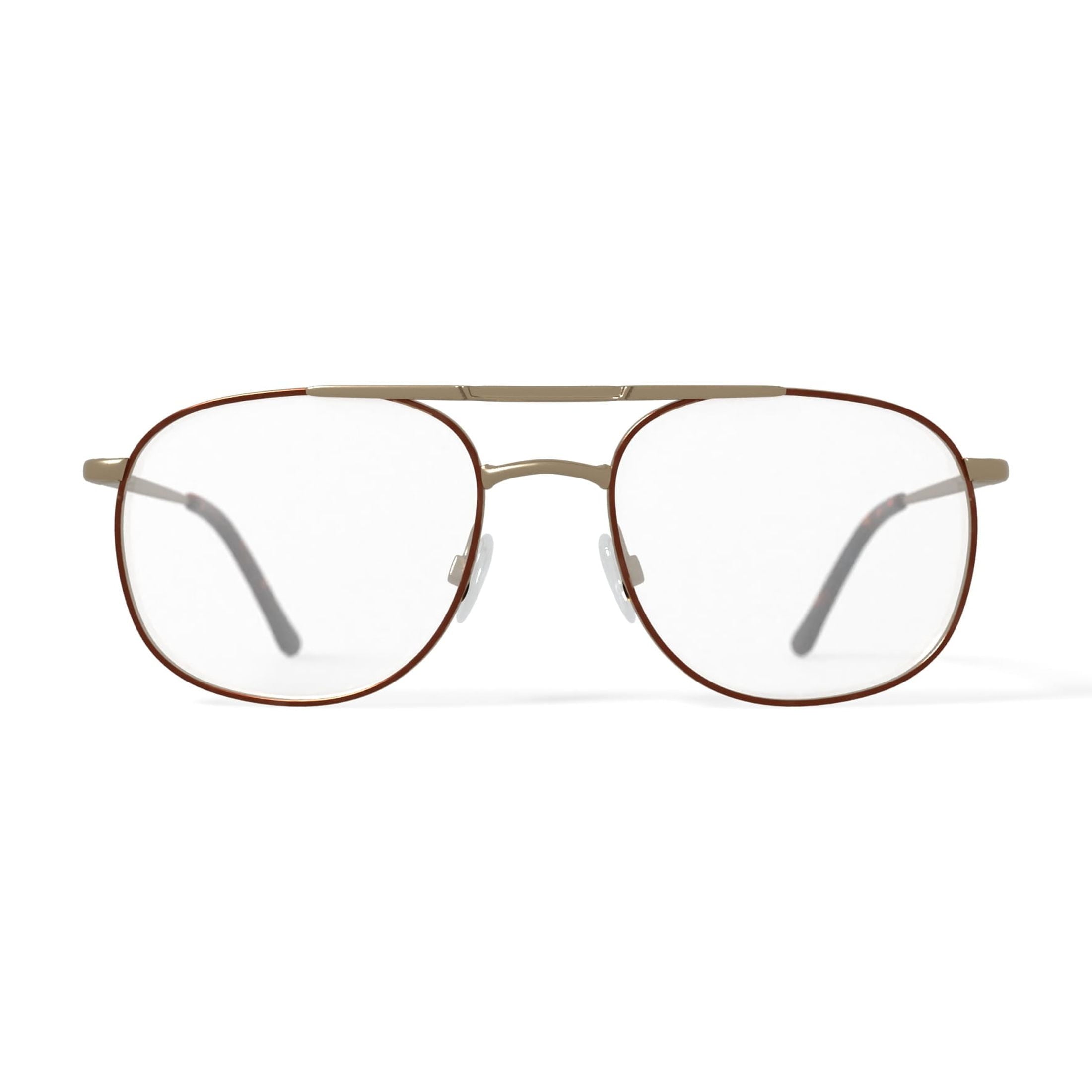 Via Milano Men's Tremont Round Prescription Eyeglasses with Case, Brown/Gold