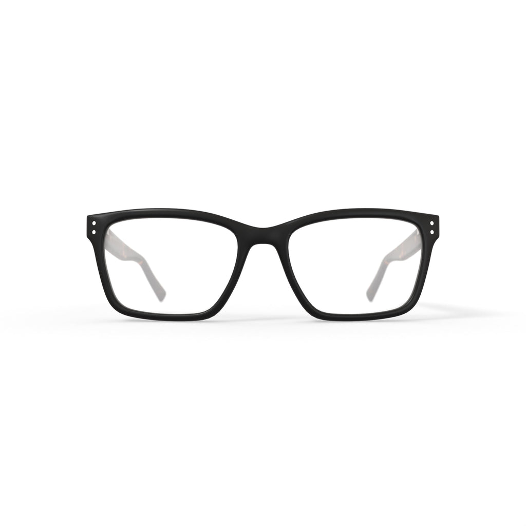 Men's MV014 Curtis Square Prescription Eyeglasses with Case, Shiny Black