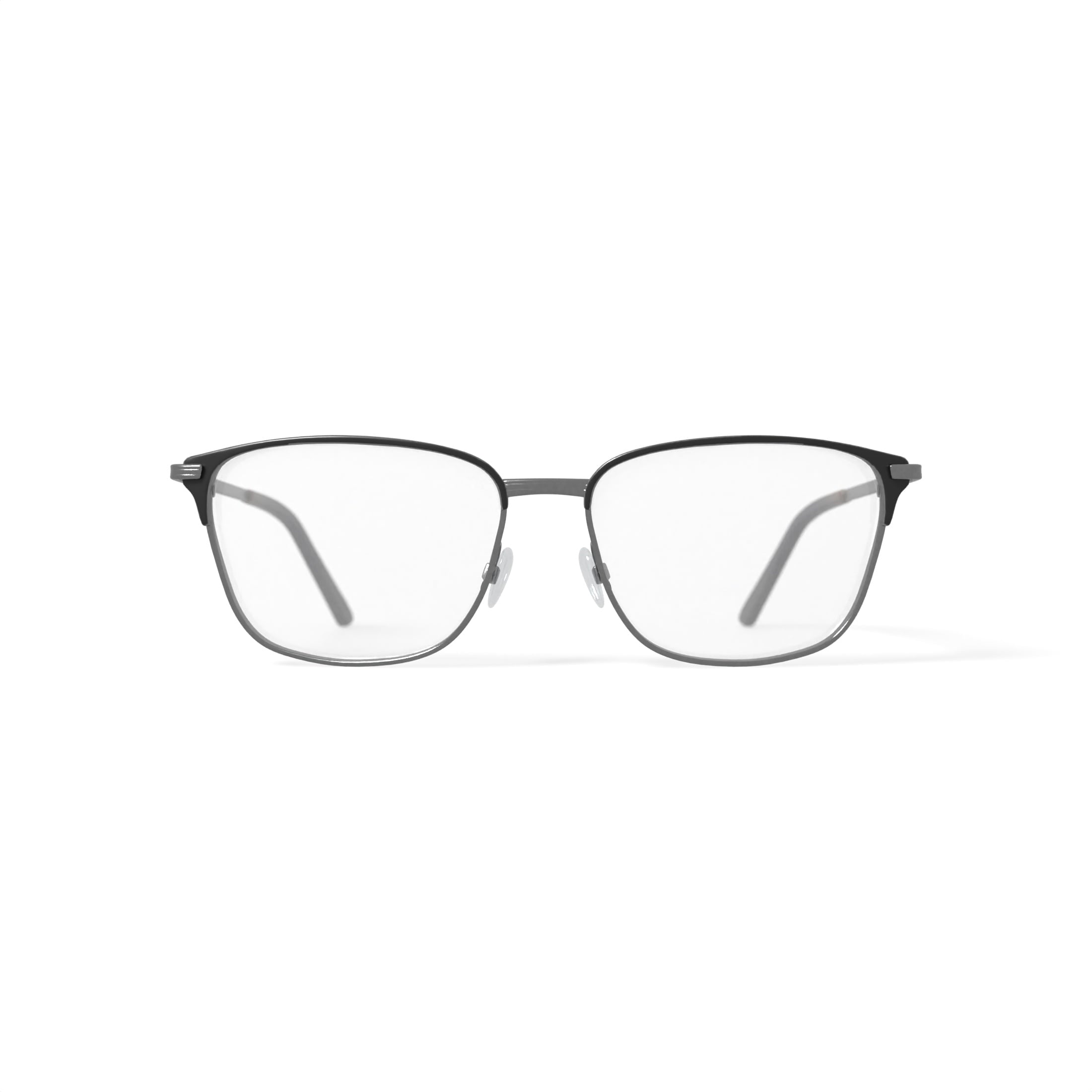 Men's MOP44 Square Prescription Eyeglasses with Case, Black/Silver